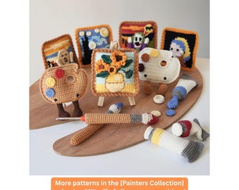 かぎ針編みの絵画：ひまわり、ゴッホ風の3Dミニアート - パターン