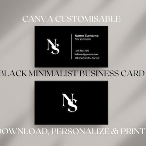 Tarjeta de presentación minimalista en color negro - Diseño elegante personalizado para profesionales - Tarjetas de presentación modernas y sencillas