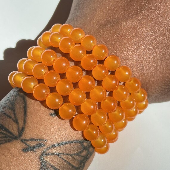 Orange Beaded Bracelet - Etsy