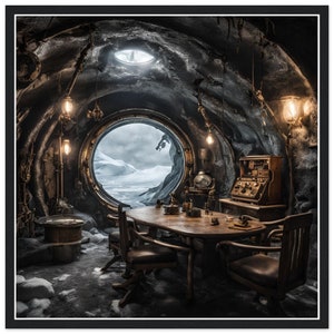La oficina del jefe: el monte Erebus - Expediciones Enigma a la Antártida 1870 - Póster enmarcado en madera de papel mate de primera calidad