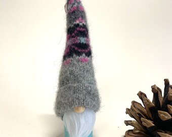 Mini-Gnome Decoration, upcycled felted wool sweater and wool blend felt