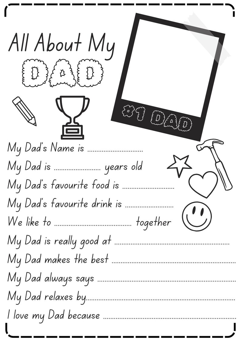 All About My Dad Printable All About My Papa All About My Opa Father #39 s
