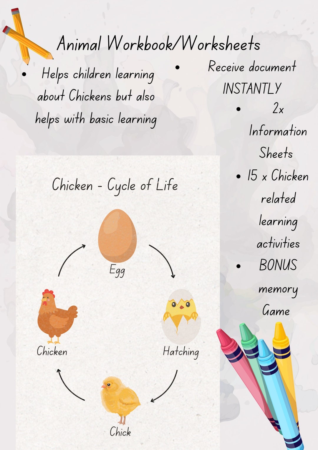 Printable Chicken Worksheet/booklet, Learning, Counting, Matching ...