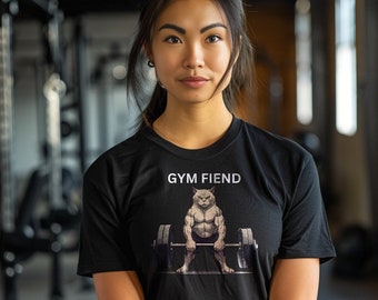 Gym Fiend Cat T-Shirt - Funny Fitness Workout Tee for Cat Lovers