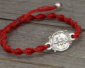 Men's ALD 72 Names of God Red Charm Bracelet for Protection from Evil Eye