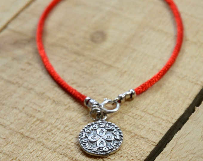 7'' Handmade 925 Sterling Silver Love Amulet on Red Silk String Bracelet - A perfect Christmas Gift