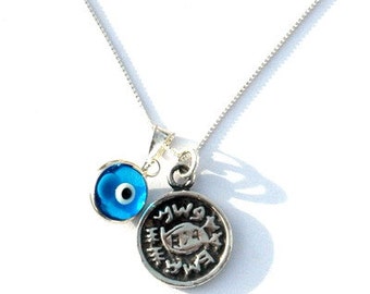 Protection Against Evil Eye Charm Necklace for Men & Women Unisex Pendant for Protection - Includes Cotton Pouch  Explanation Card