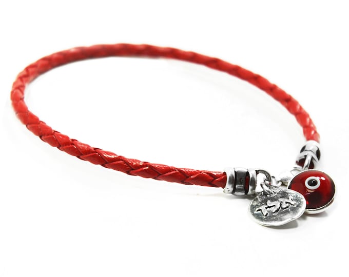 Red Leather Evil Eye Bracelet for Protection & Good Luck - Bracelet for Women