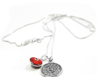 Evil Eye Necklace with Prosperity Amulet & Evil Eye Charm, best Gift for Men, Gift for Her, Gift for Him