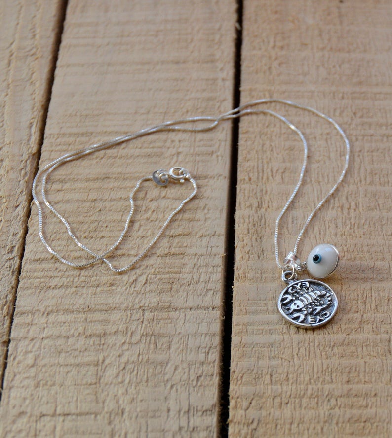 White Evil Eye Charm /& Recovery Solomon Seal Amulet Sterling Silver Necklace for Men and Women