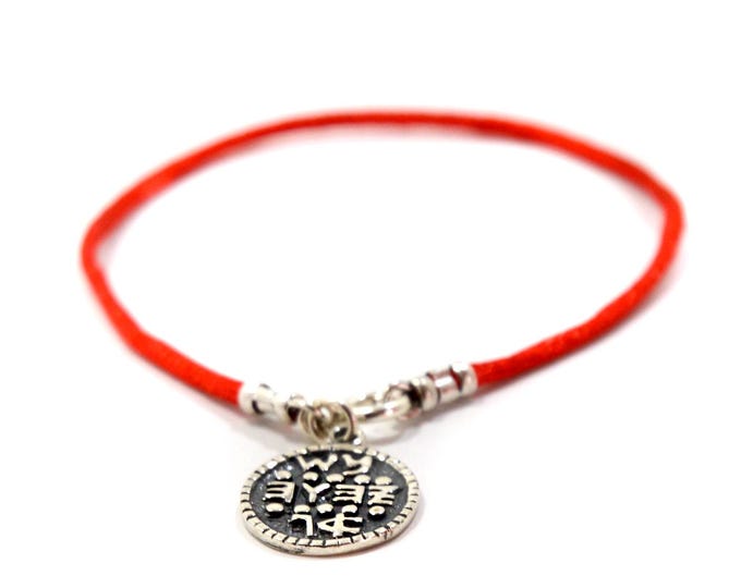 Women's Red String Charm Bracelet with Spiritual Protection Sterling Silver Amulet - 7 Inch in Length