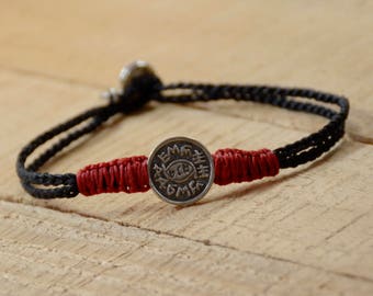 Protection Against Evil Eye Charm Bracelet Black & Red Evil Eye Protection Silver Charm Bracelet  8 Inch Button Clasp