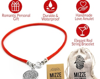 7'' Handmade 925 Sterling Silver Love Amulet on Red Silk String Bracelet - Personal Love Jewelry Gift for Women, Mom, Wife, Girlfriend