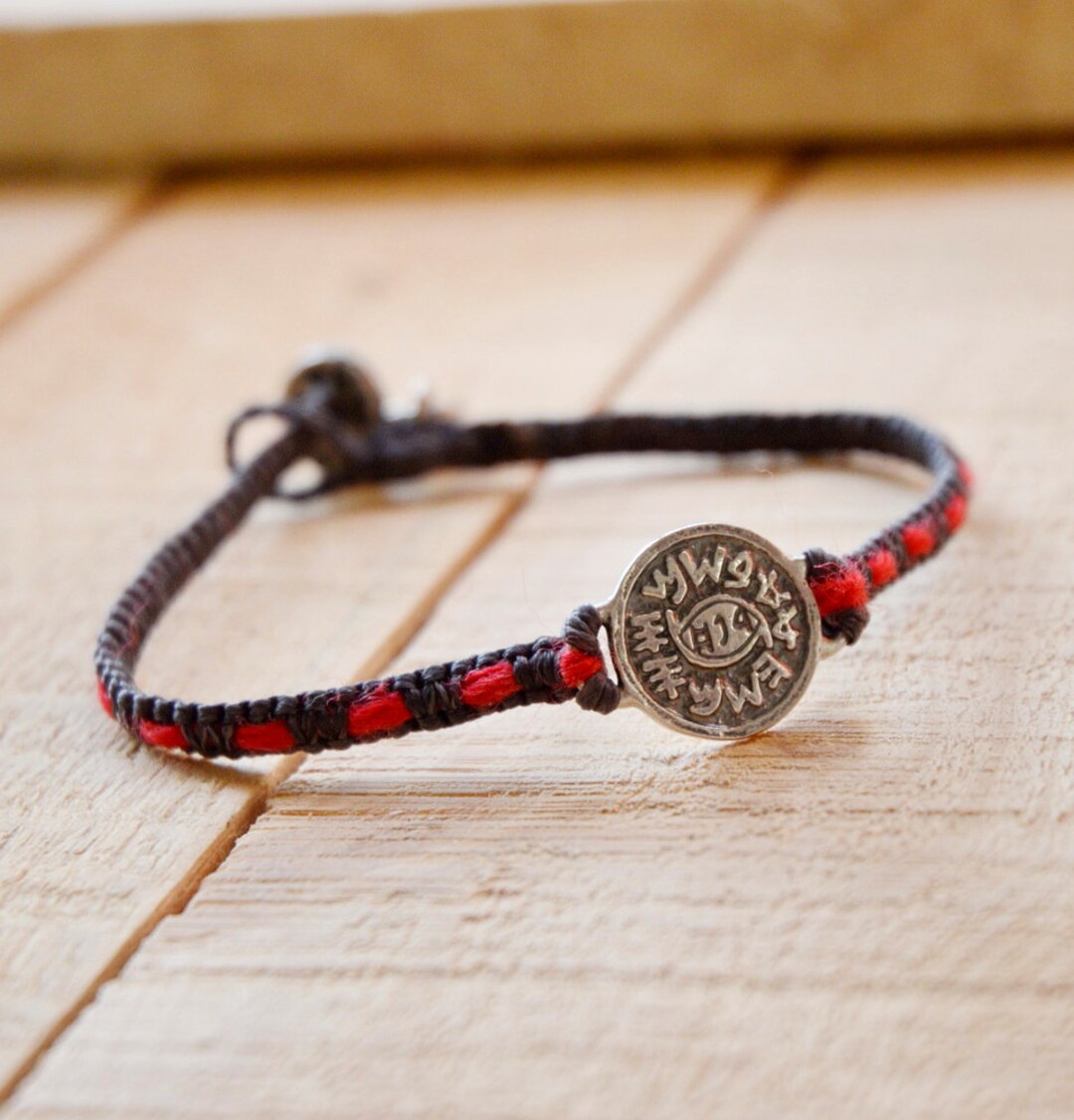 Eye Protection Handmade 8'' Handmade Evil Eye Protection Charm in Sterling Silver on Macrame ...