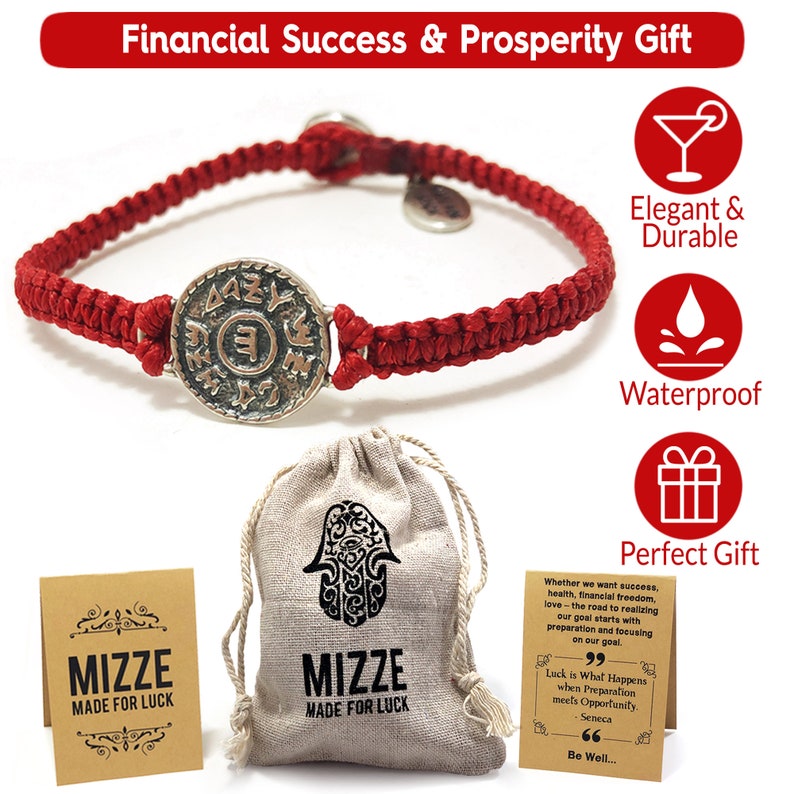 Financial Success Prosperity Charm on Red Hand Woven Bracelet Gift for New Job, Business or Venture image 4