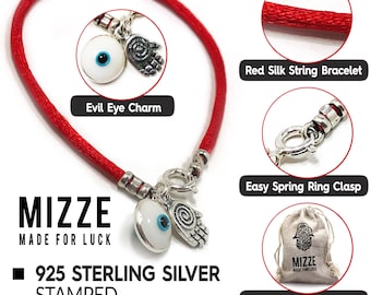 Protection Red String Evil Eye & Hamsa Bracelet For Men and Women - Bracelet for Luck with Silver Hamsa Hand of Fatima Protection Charm