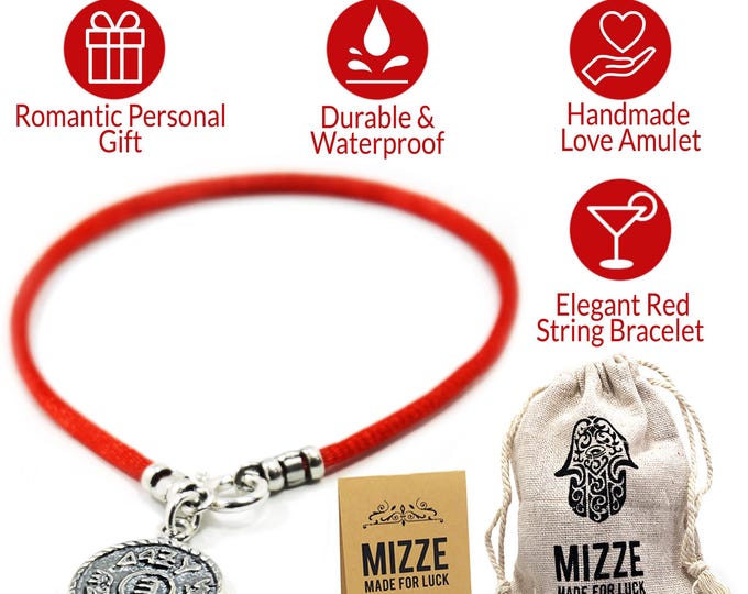 Prosperity Charm Bracelet Sterling Silver Amulet on Red String Bracelet, Women's 7" Protection Bracelet - Personal Gift for Women, Mom, Wife