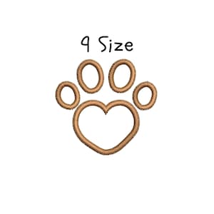 Paw Print Embroidery Design, File, 9 sizes, Paw Print Machine Embroidery Designs Instant Download