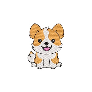 Cute Welsh corgi Cartoon Embroidery Design, File, 5 sizes,  Welsh corgi Machine Embroidery Designs Instant Download