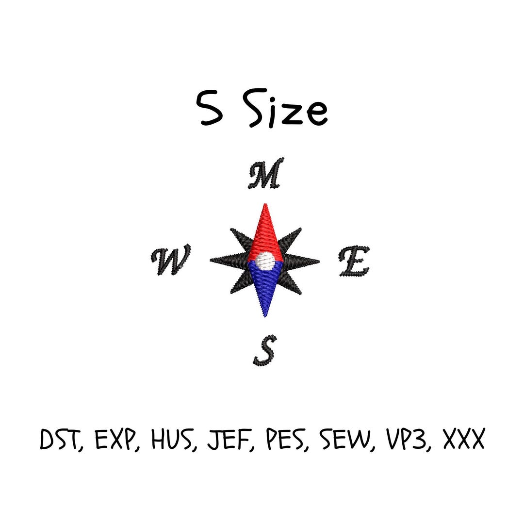 Compass Embroidery Design: 5 Sizes (instant Download File) - Etsy