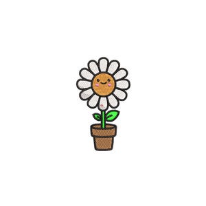 Cute Sunflower Cartoon Embroidery Design, File, 3 sizes, Sunflower Machine Embroidery Designs Instant Download