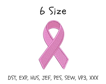 Cancer Awareness Ribbon Embroidery Design: 6 Sizes (Instant Download File)