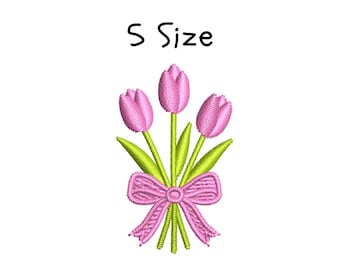 Tulips Embroidery Design, File, 5 sizes, Tulip Bouquet Machine Embroidery Designs Instant Download