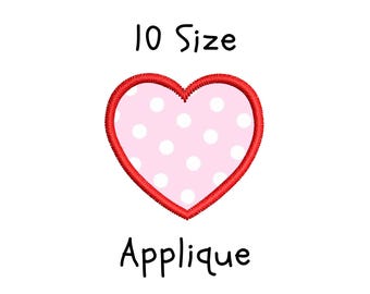Heart Applique Embroidery Design: 10 Sizes (Digital Download)