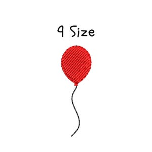 May include: A red balloon with a black string, with the text "9 Size" above it.