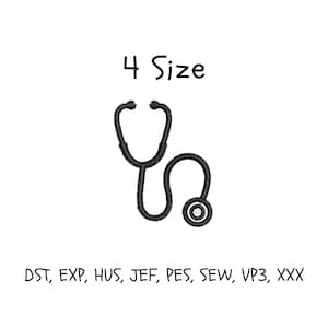 Stethoscope Embroidery Design: Medical Machine Embroidery File (4 Sizes) (Instant Download)