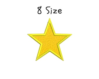 May include: A yellow star-shaped embroidered patch with a gold outline. The text "8 Size" is written above the star in black cursive font. The patch is on a white background.