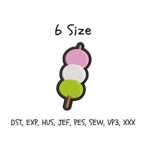 Dango Embroidery Design: 6 Sizes (Instant Download File)