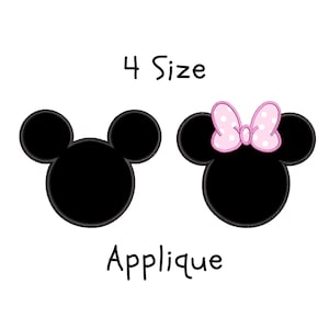 Mickey and Minnie Applique Embroidery Design, File, 4 sizes,  Mickey and Minnie Applique Machine Embroidery Designs Instant Download