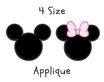 Mickey and Minnie Applique Embroidery Design, File, 4 sizes,  Mickey and Minnie Applique Machine Embroidery Designs Instant Download