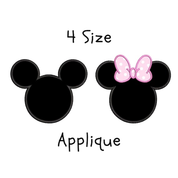 Mickey and Minnie Applique Embroidery Design: 4 Sizes (Instant Download)