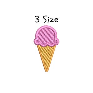 Puede incluir: Diseño de cono de helado bordado en rosa y amarillo. 3 tamaños.