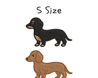 Set of 2: Mini Dachshund Dog Embroidery Design, 5 Sizes (Instant Download)