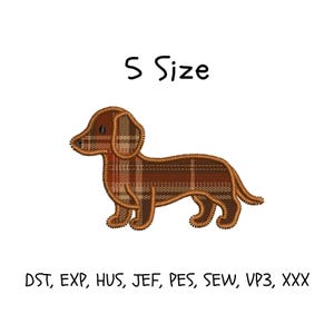 Motif de broderie appliqué chien teckel : 5 tailles (téléchargement numérique)
