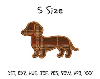 Dachshund Dog Applique Embroidery Design: 5 Sizes (Digital Download)