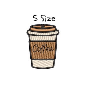 Coffee Cup Embroidery Design, File, 5 sizes, Coffee Cup Machine Embroidery Designs Instant Download