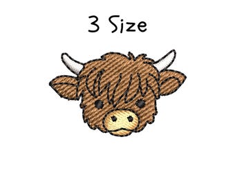 Baby Highland Cow Embroidery Design: 3 Sizes (Digital Download)