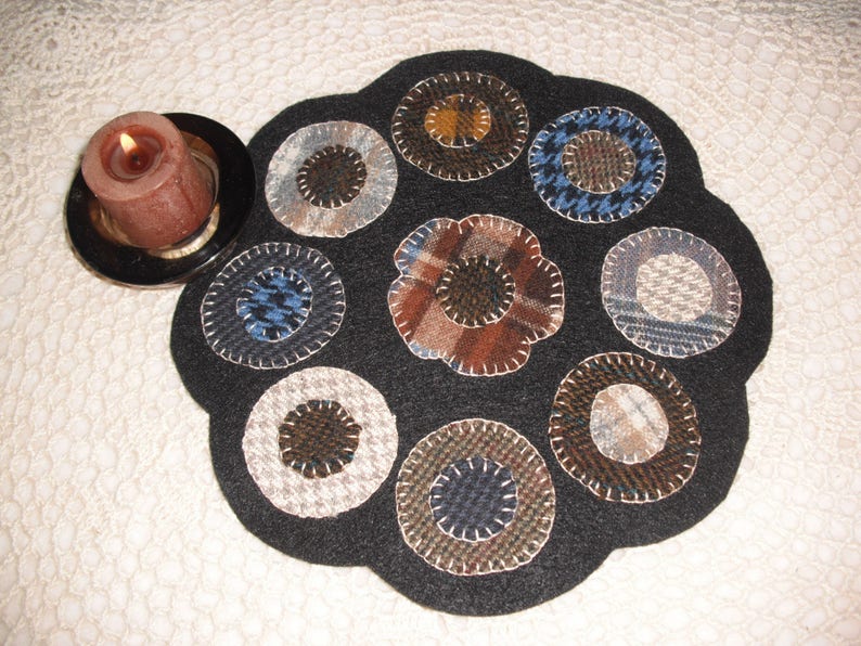 DIY Wool Flower Penny Rug Kit Candle MatPrimitive Etsy
