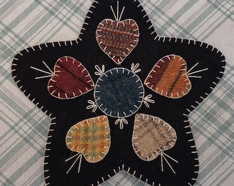 Kit de apliques de lana precortados - Estrella de Martha - Tapete para velas - Alfombra Penny