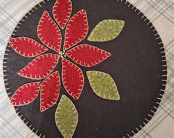 Kit de apliques de lana precortados para flor de Pascua - Manualidad navideña - Tapete para velas - Primitivo