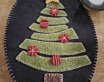 Kit de apliques de lana precortados - Árbol de Navidad - Tapete para velas/alfombra de centavos