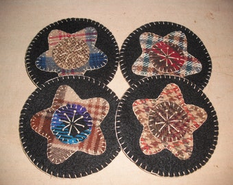 Pre-cut Star Coaster Kit- Primitive- Wool Applique