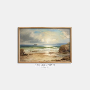 Summer Beach Painting, Vintage Oil Painting Wall Art, Digital Download Art, Printable Digital Art #89