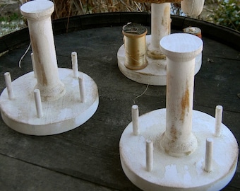 Farmhouse White WOODEN Spool Stand Pin Cushion BASE ONLY ~ for Fat Hen Pin Cushion pattern - from Notforgotten Farm
