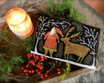 Santa Deer ~ Punch Needle PAttern from Notforgotten Farm™ ~ PDF/Downloadable