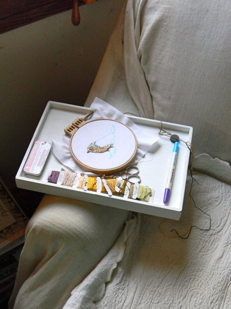 Wooden Stitcher's Tray© Clamp On Armchair or Sofa Choose Style and Finish Option from Notforgotten Farm™ image 4